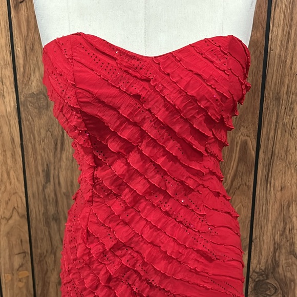 Women’s ruffle glitter red party dress size Small - Picture 5 of 6